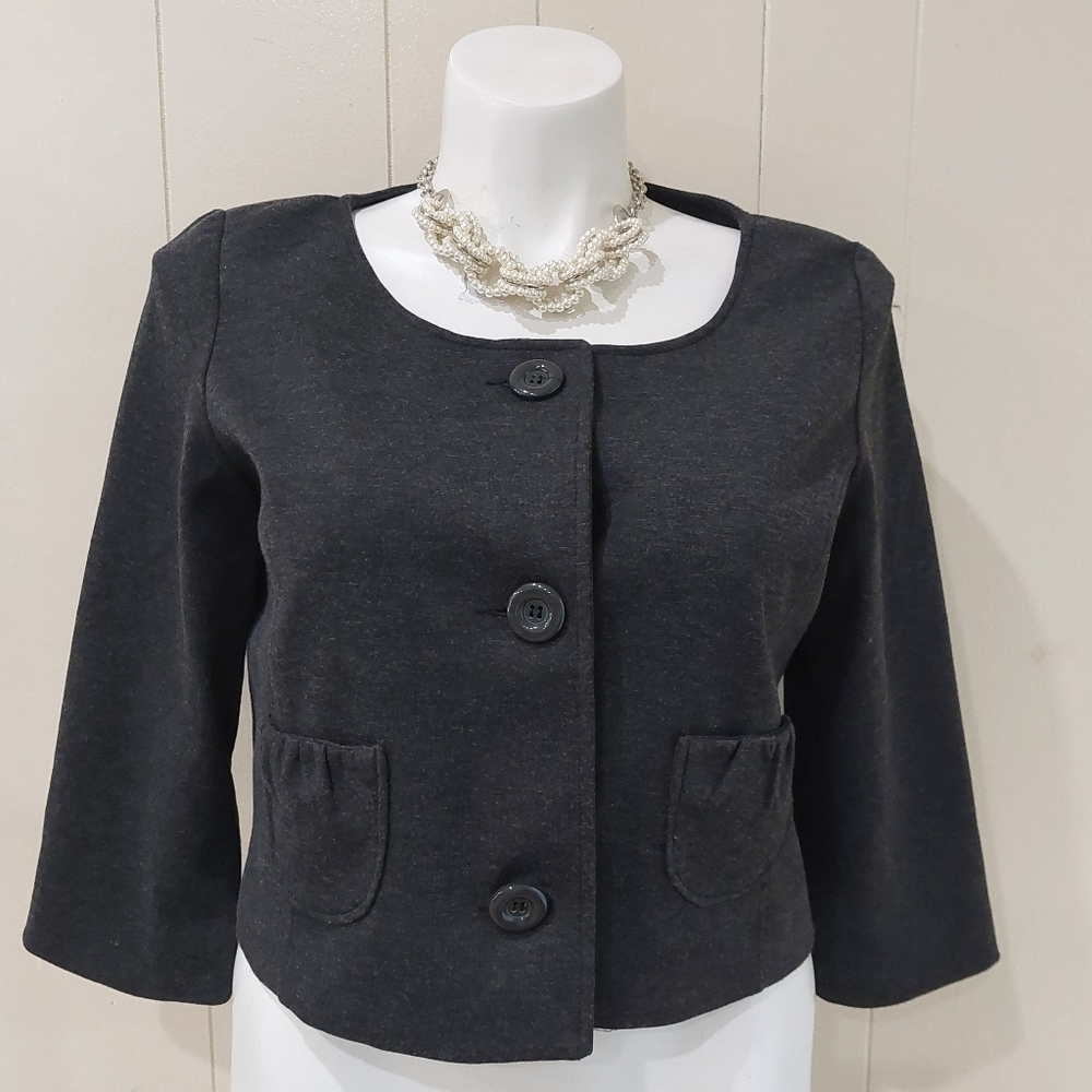 Spiegel Gray Cropped Shrug Women's sz 16 Shabby Chic